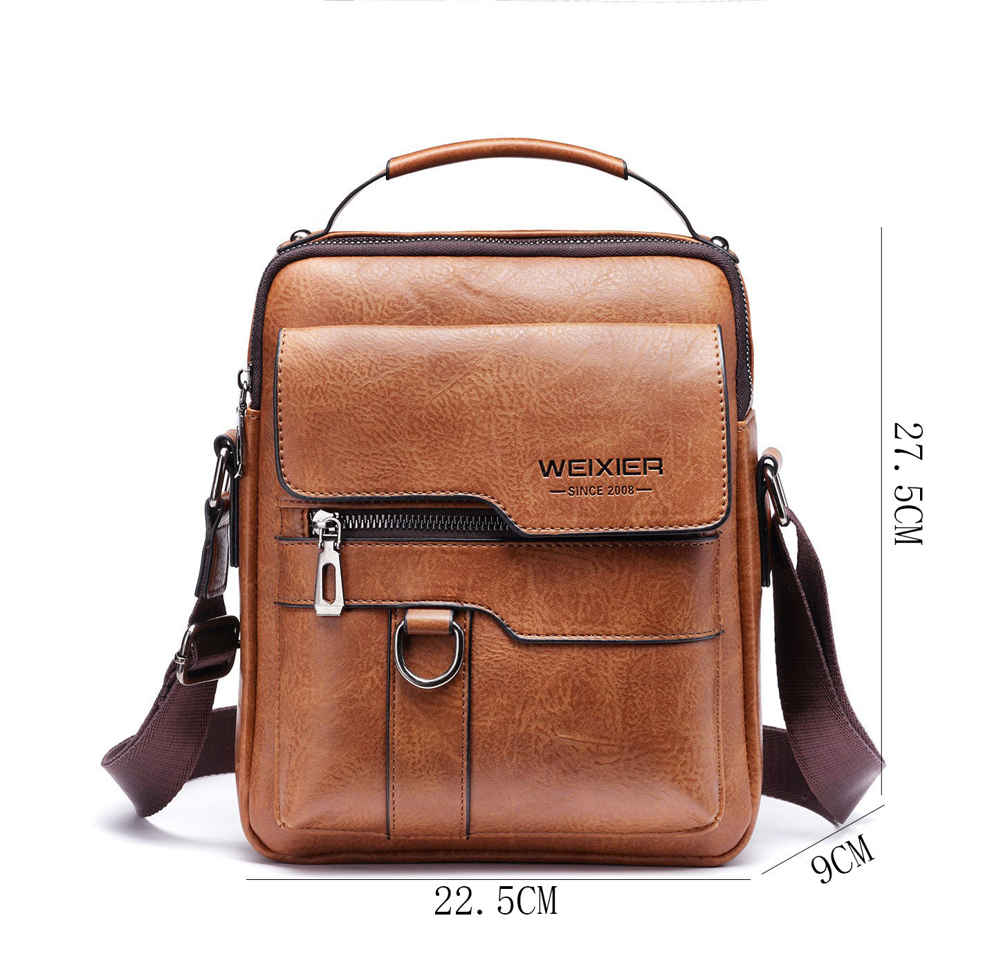 Men’s Retro PU Leather Messenger Bag – One-Shoulder Business Crossbody Bag