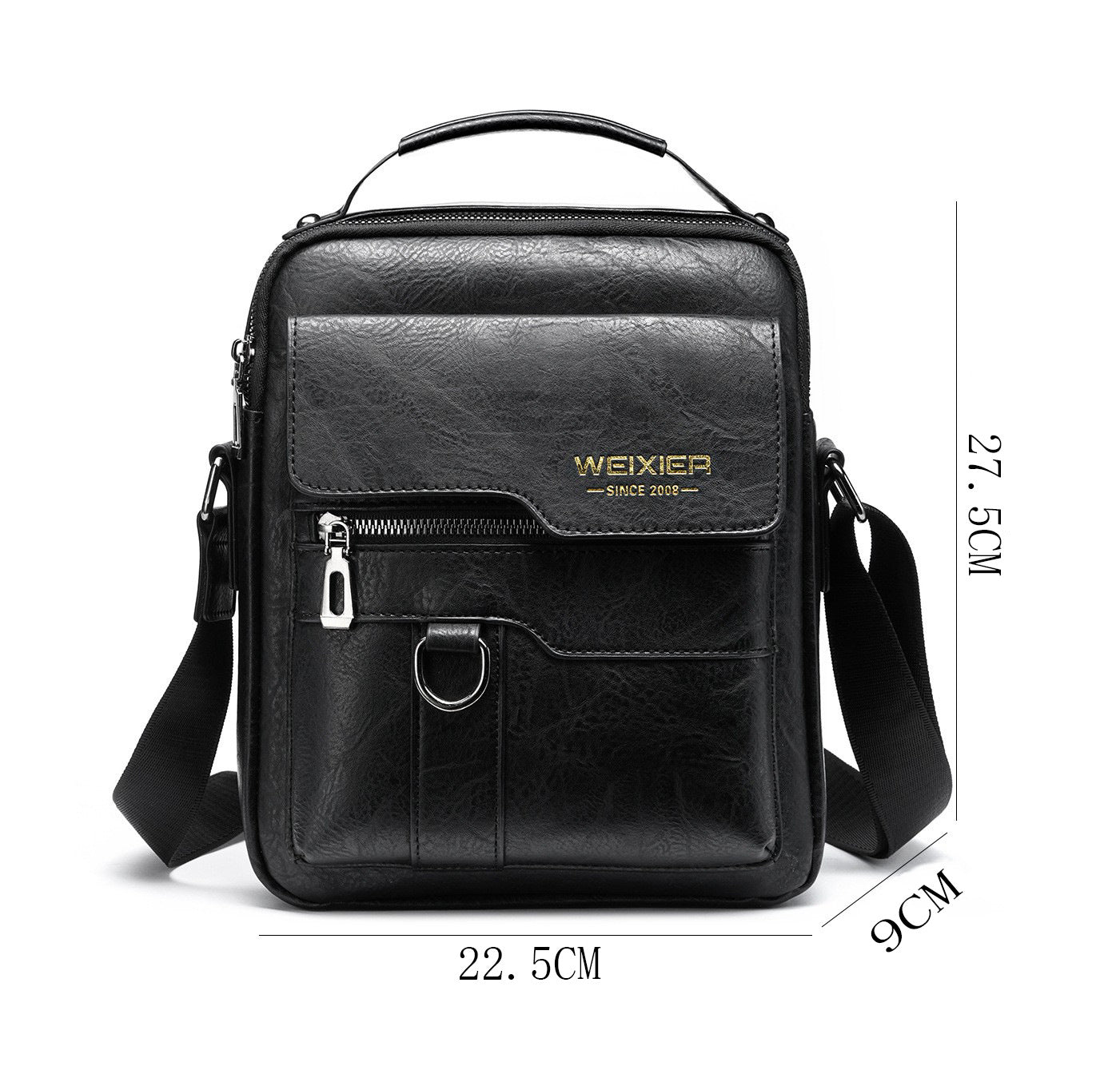 Men’s Retro PU Leather Messenger Bag – One-Shoulder Business Crossbody Bag