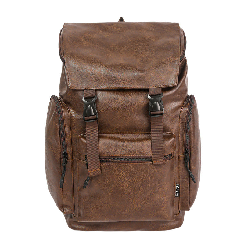 Retro Cowhide Leather Computer Backpack – Frosted Finish, Unisex Design