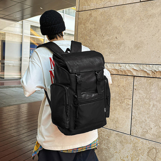 Retro Cowhide Leather Computer Backpack – Frosted Finish, Unisex Design