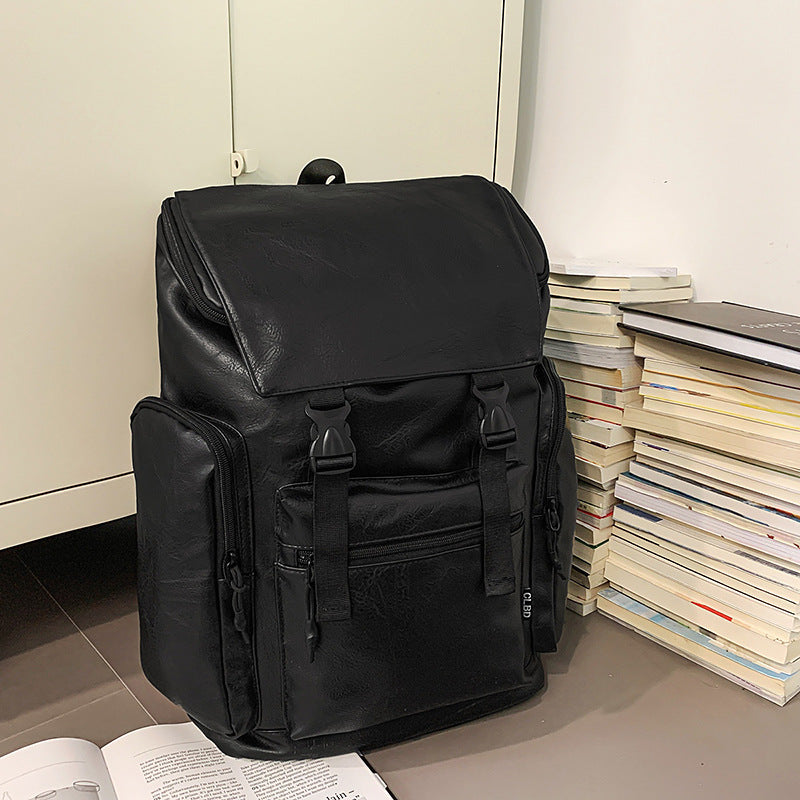 Retro Cowhide Leather Computer Backpack – Frosted Finish, Unisex Design