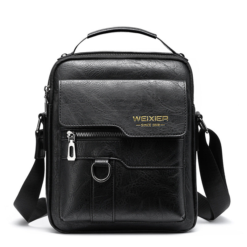 Men’s Retro PU Leather Messenger Bag – One-Shoulder Business Crossbody Bag