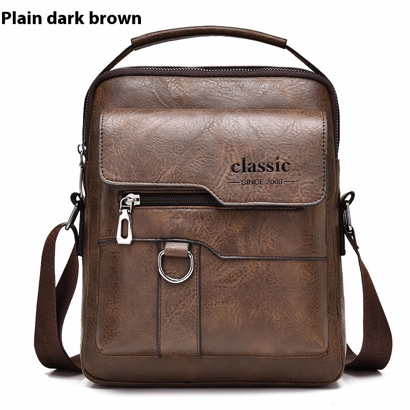 Men’s Retro PU Leather Messenger Bag – One-Shoulder Business Crossbody Bag
