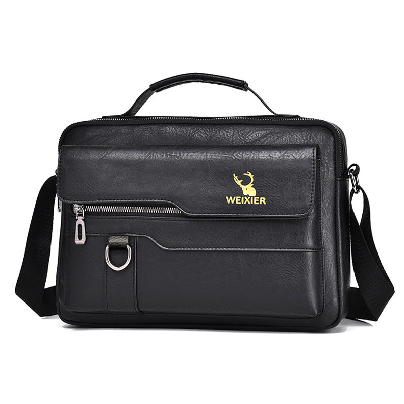 Men’s Retro PU Leather Messenger Bag – One-Shoulder Business Crossbody Bag