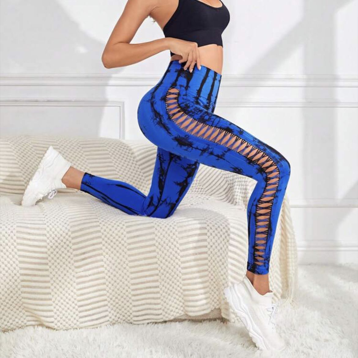 High-Waist Hollow Tie-Dye Sculpt Leggings