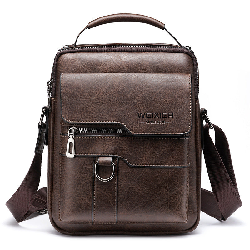 Men’s Retro PU Leather Messenger Bag – One-Shoulder Business Crossbody Bag