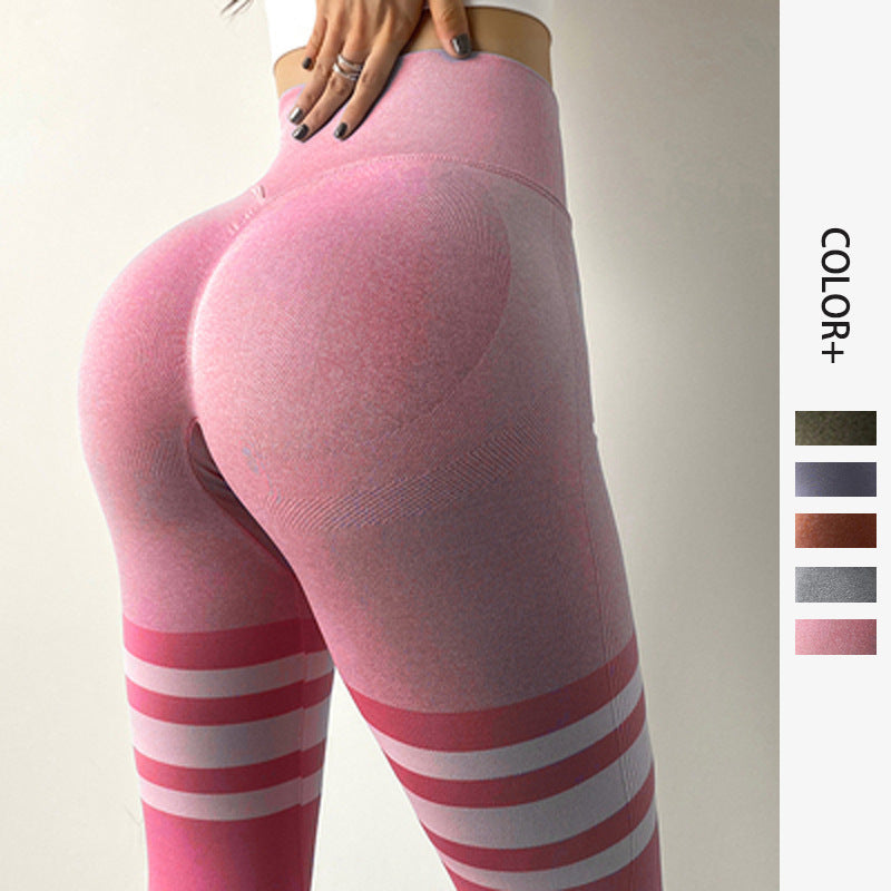 High-Waist Sculpt Leggings – Stripe Design