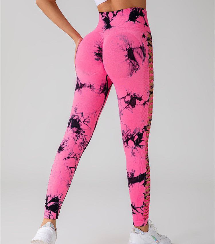 High-Waist Hollow Tie-Dye Sculpt Leggings