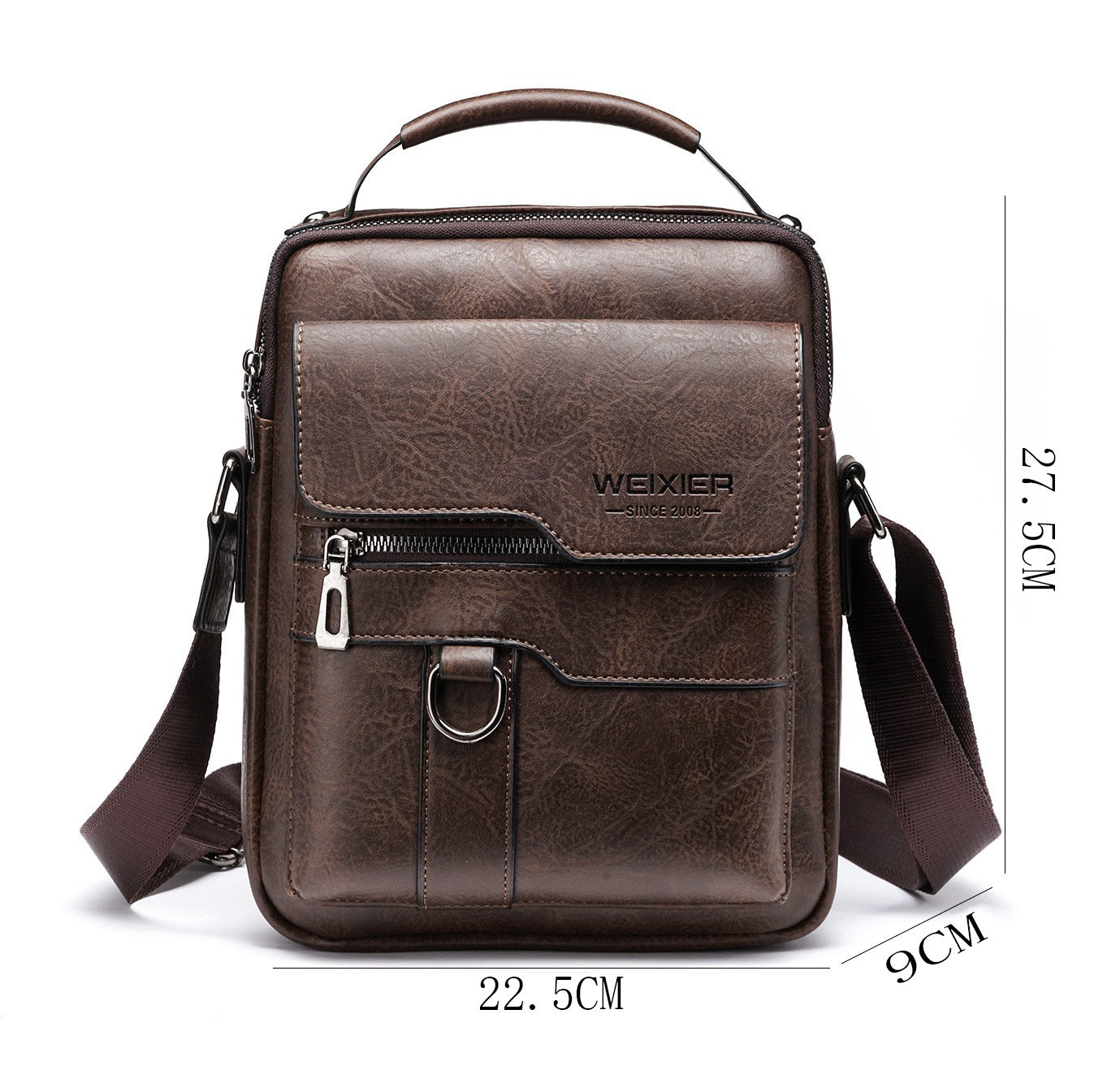 Men’s Retro PU Leather Messenger Bag – One-Shoulder Business Crossbody Bag