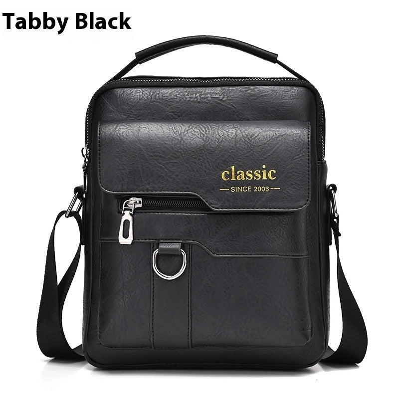 Men’s Retro PU Leather Messenger Bag – One-Shoulder Business Crossbody Bag